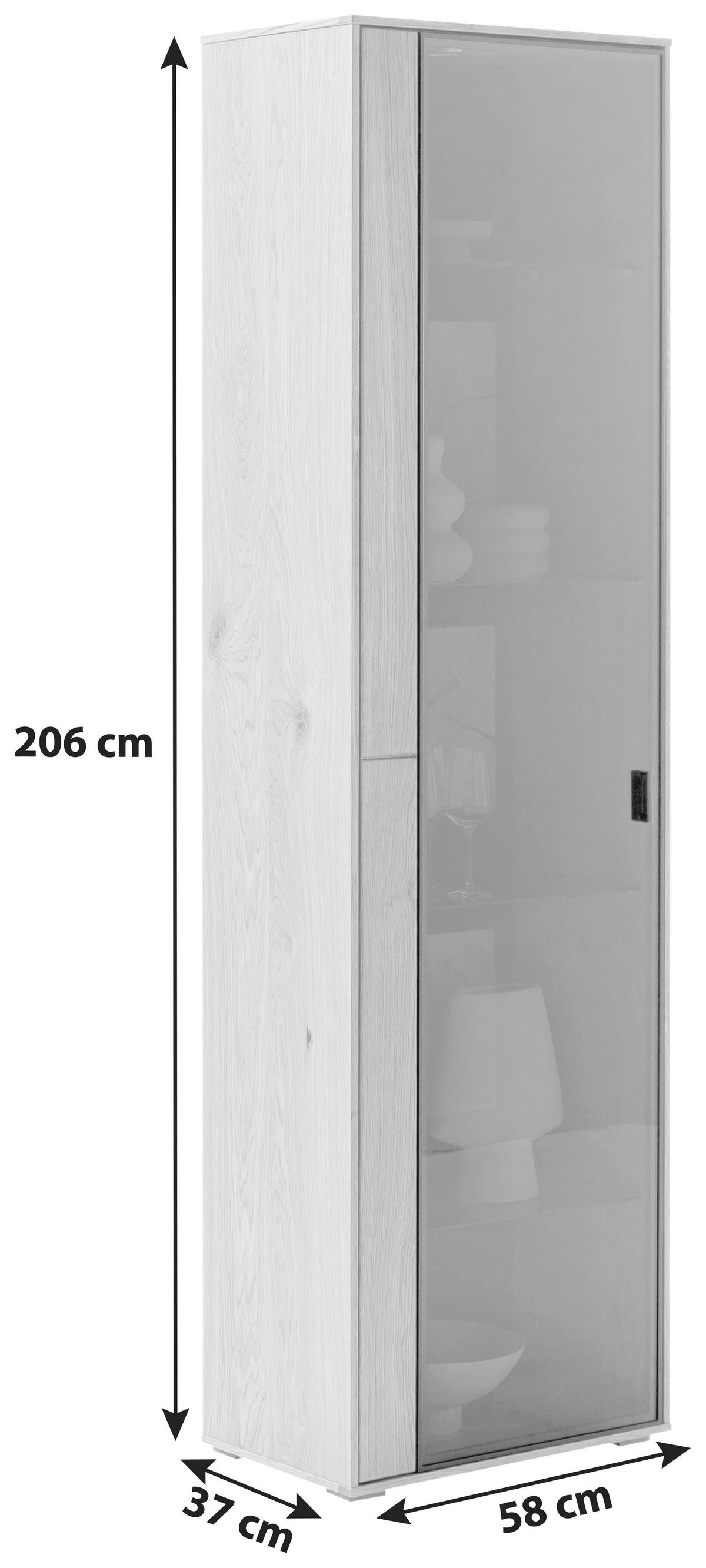 Vitrine Assini Wildeiche B: 58 cm - Wildeiche, Design, Glas/Holz (58/206/37cm) - MID.YOU