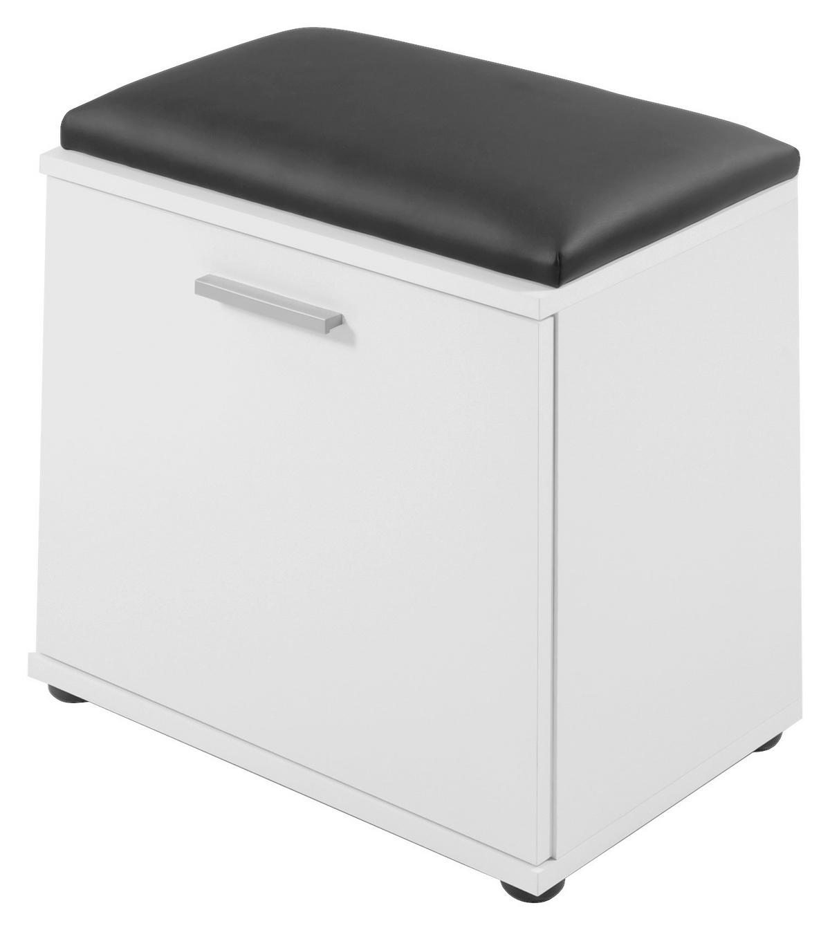 Garderobenbank Jakob Weiß/schwarz B: 48,5 Cm - Schwarz/Weiß, LIFESTYLE, Holzwerkstoff (48,5/49/30cm) - MID.YOU