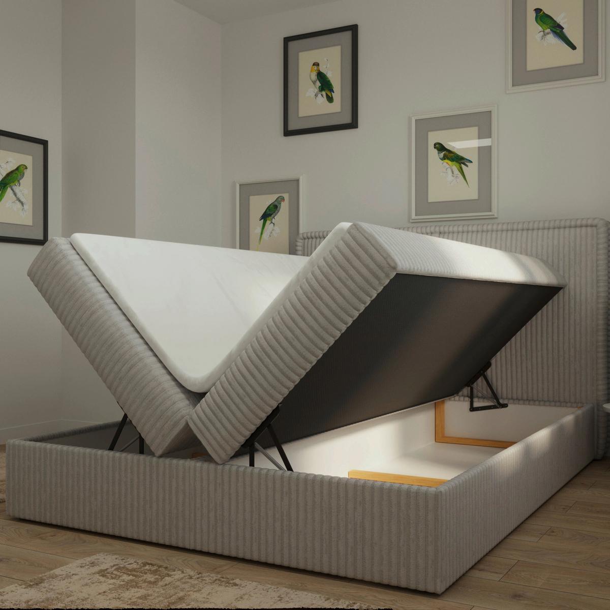 Boxbett Barcelona Lf: 160x200 Grau - Schwarz/Grau, MODERN, Holz/Kunststoff (160/200cm) - MID.YOU