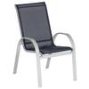 Gartensessel 2er-set Stapelbar Amalfi Metall/textil - Silberfarben/Dunkelblau, ROMANTIK / LANDHAUS, Textil/Metall (56/97/76cm) - Gardenson