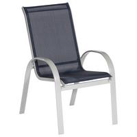 Gartensessel 2er-set Stapelbar Amalfi Metall/textil - Silberfarben/Dunkelblau, ROMANTIK / LANDHAUS, Textil/Metall (56/97/76cm) - Gardenson