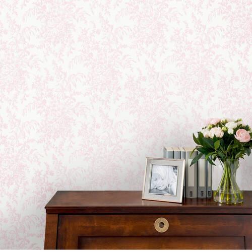 Vliestapete Picardie Petal - Pink/Weiß, Basics, Papier/Kunststoff (52/1000cm)