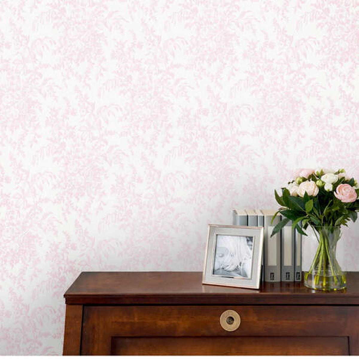 Vliestapete Picardie Petal - Pink/Weiß, Basics, Papier/Kunststoff (52/1000cm)