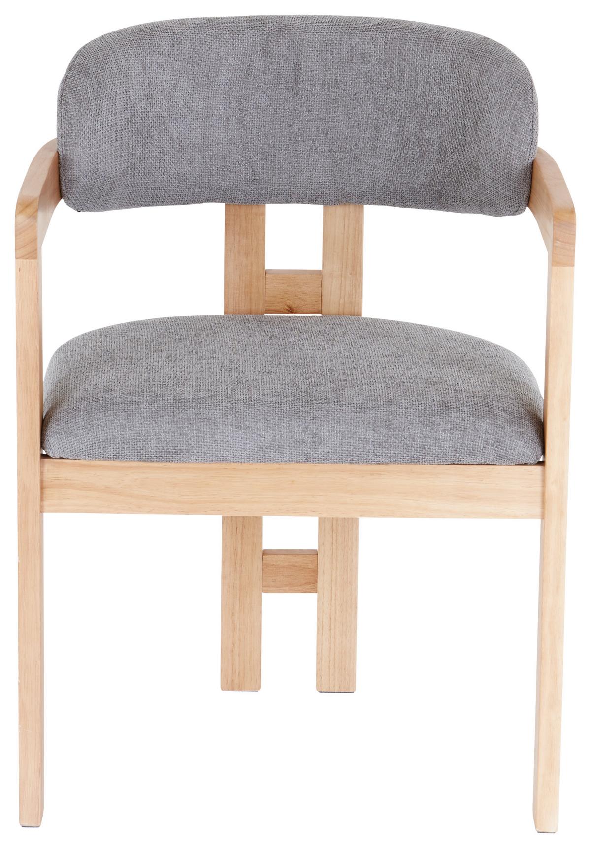 Armlehnstuhl Sally Grau Gepolstert - Eichefarben/Grau, MODERN, Holz/Textil (60/80/52cm) - MID.YOU