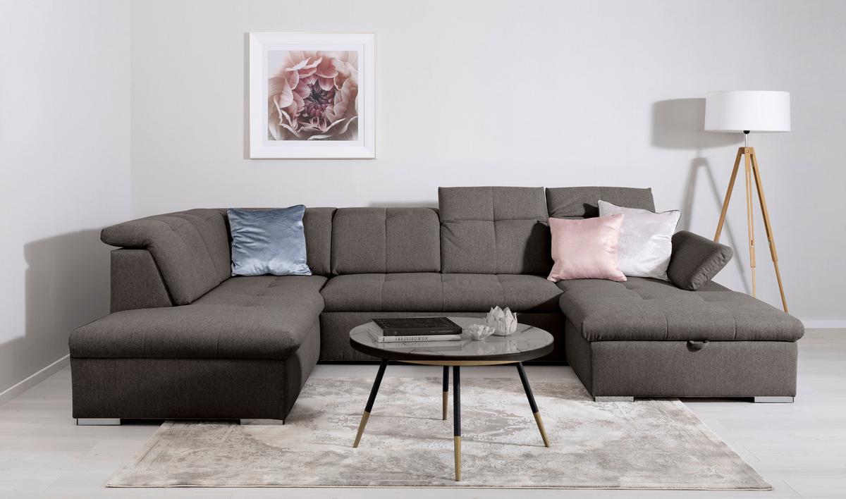 Wohnlandschaft Ramzes Grau U: 215x328x173 cm - Grau, Design, Textil (215/328/173cm) - MID.YOU