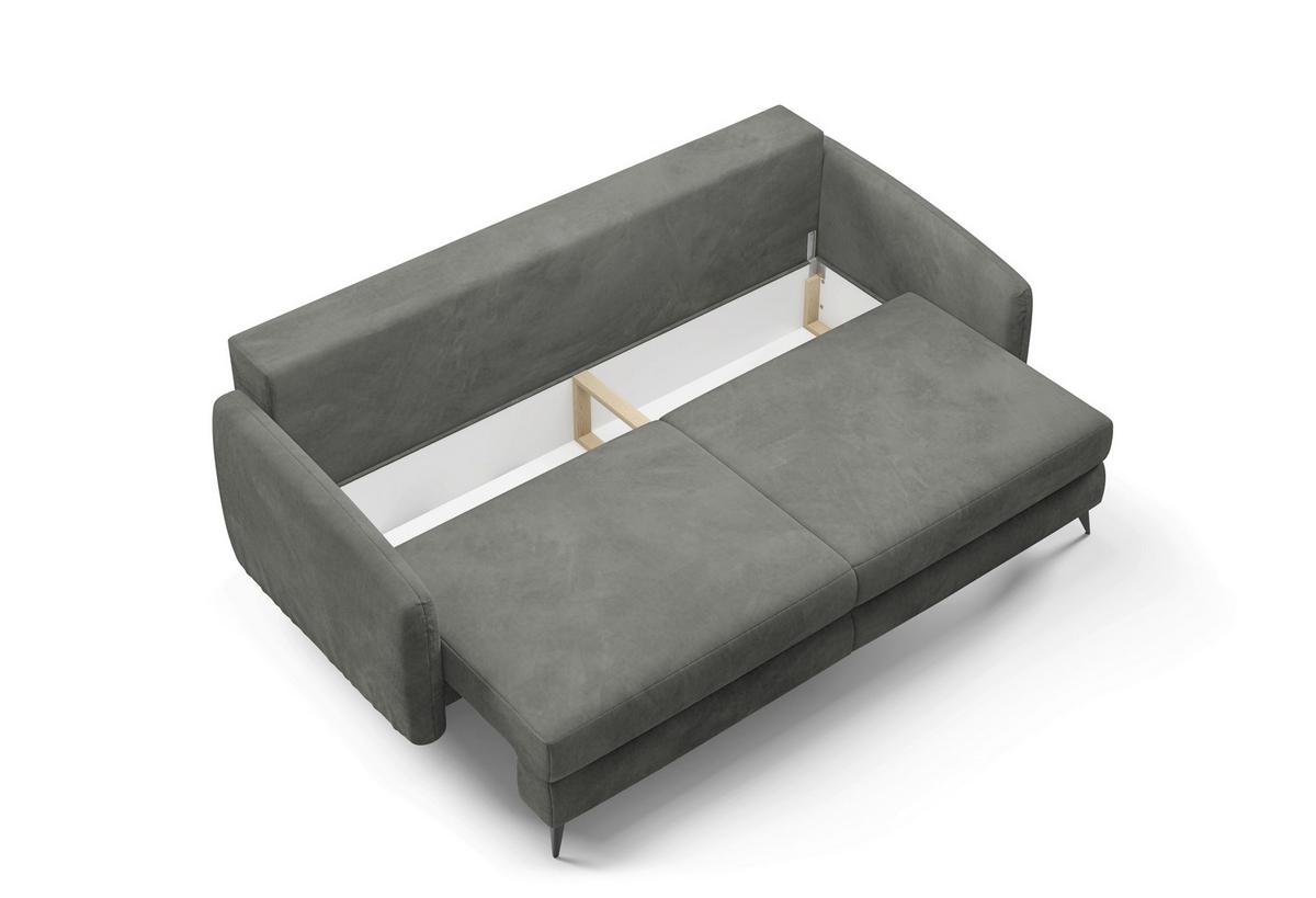 Schlafsofa Ingrid Grau B: 230cm - Creme/Schwarz, Design, Textil (230/100/103cm) - Livetastic