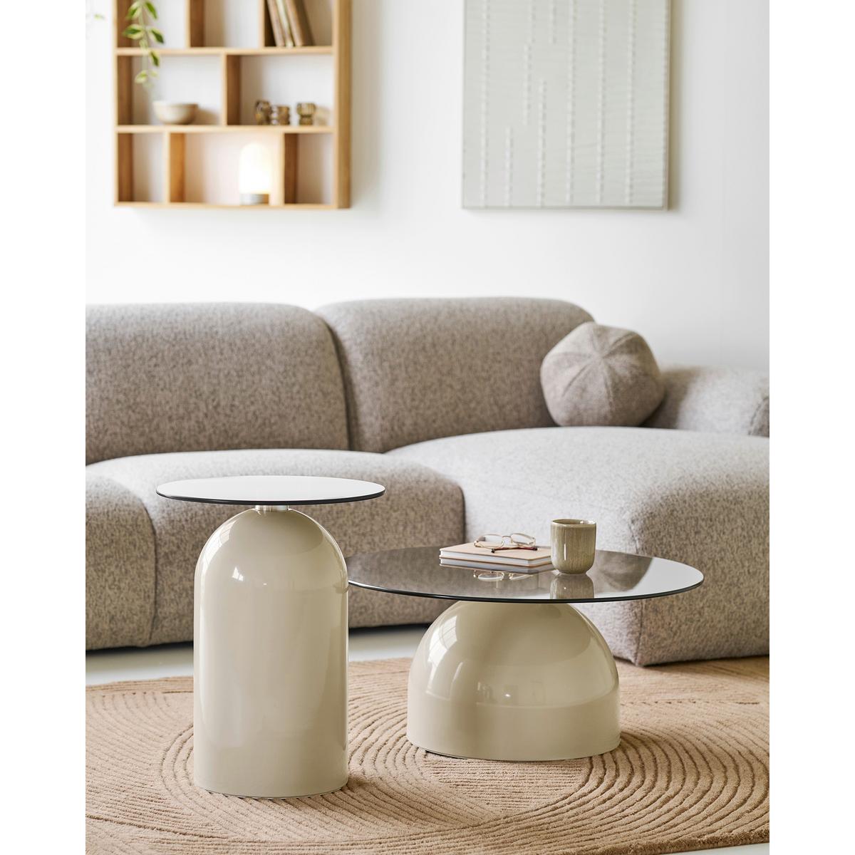 Beistelltisch Ravello Beige B: 40cm - Beige, Design, Glas/Metall (40/40/52cm) - MID.YOU