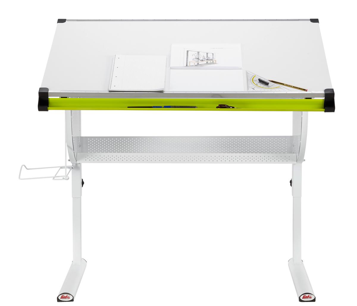 Jugendschreibtisch Neigbar B: 118 Cm H: 63 Cm Matts, Weiß - Pink/Weiß, MODERN, Holzwerkstoff/Metall (118/73/63cm) - MID.YOU