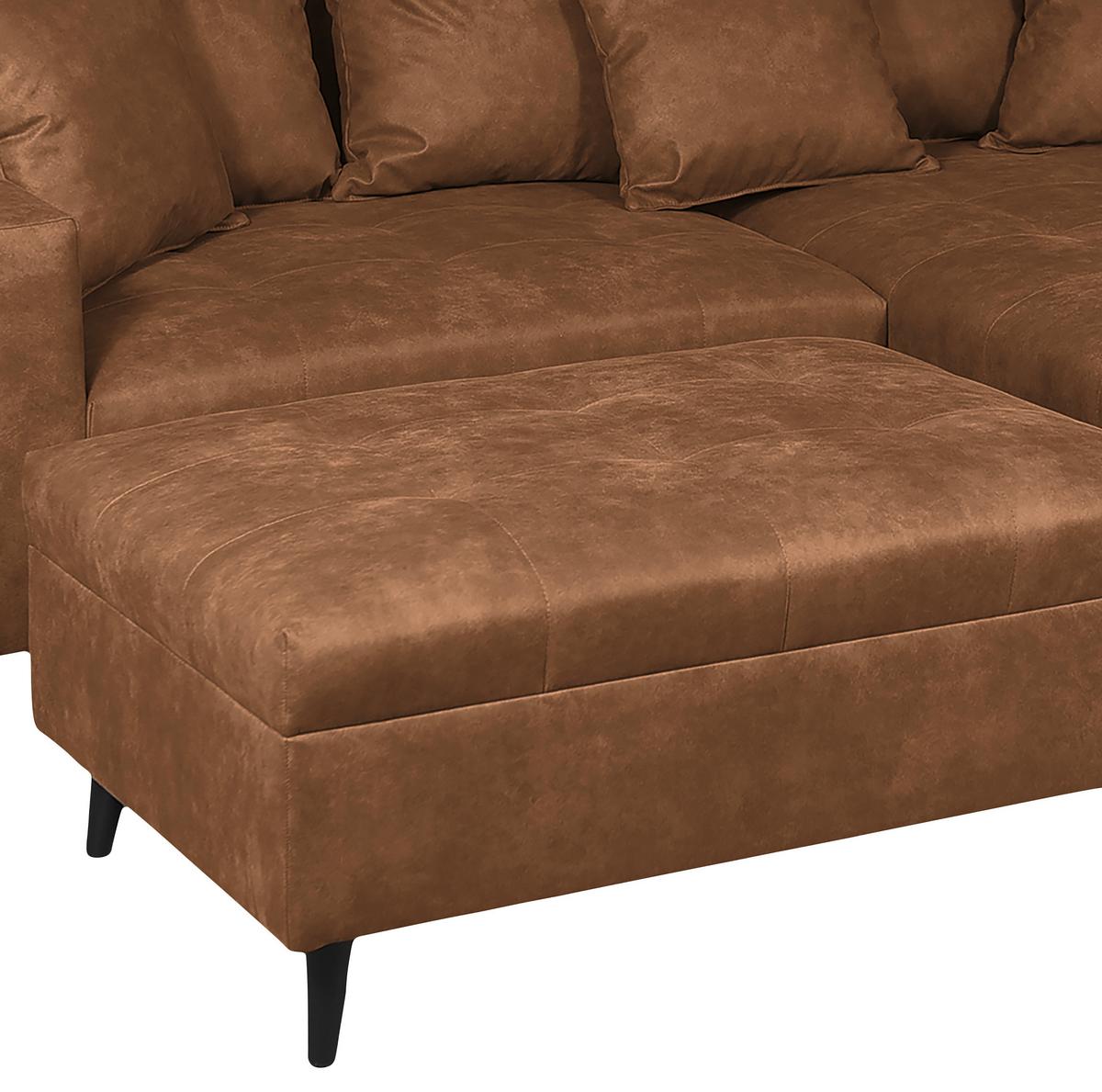 Ecksofa Pruno, Braun S: 247x174 Cm - Schwarz/Braun, Design, Textil (247/174cm) - MID.YOU