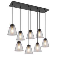 Hängeleuchte Globo H: 125 Cm 8-Flammig - Schwarz, Basics, Glas/Metall (94/34/125cm) - Globo