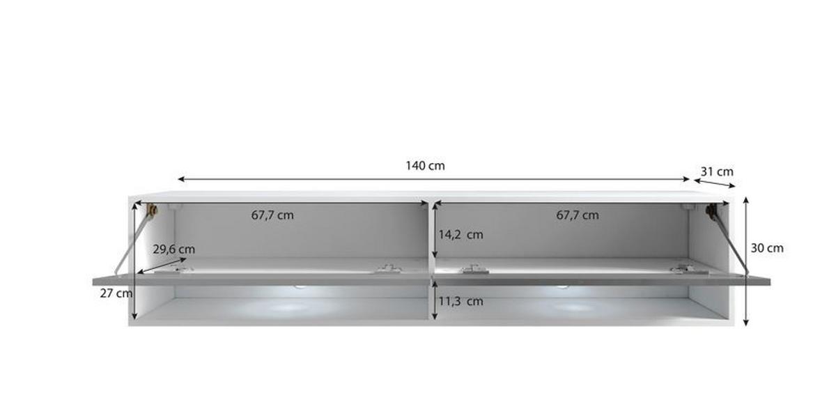 Nízka komoda s LED osvetlením - sivá/dub wotan, Lifestyle, kompozitné drevo/plast (140/30/31cm) - P & B