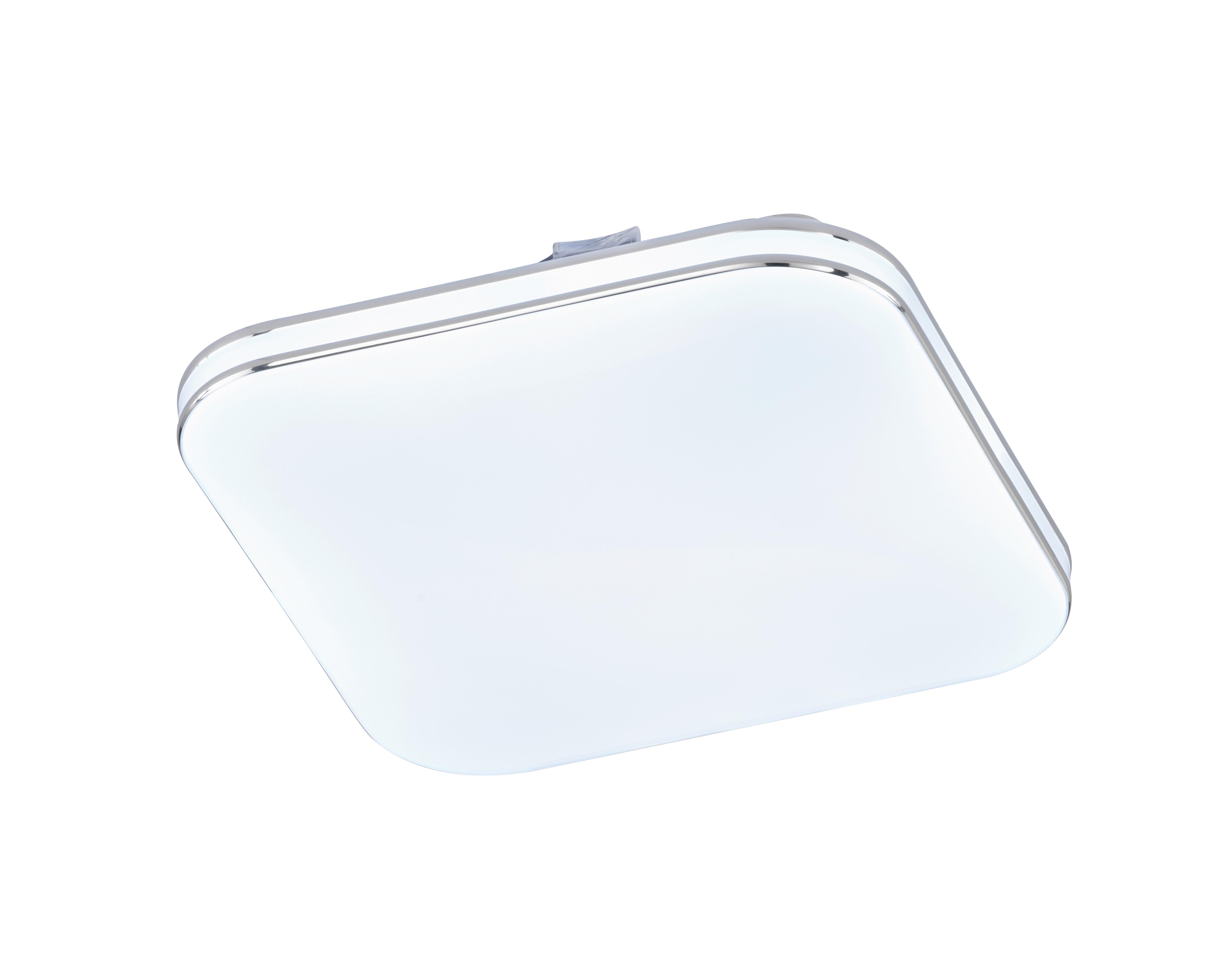 Led-deckenleuchte 21126 Porto - Chromfarben/Weiß Hochglanz, KONVENTIONELL, Glas (34/34cm) - Fischer & Honsel