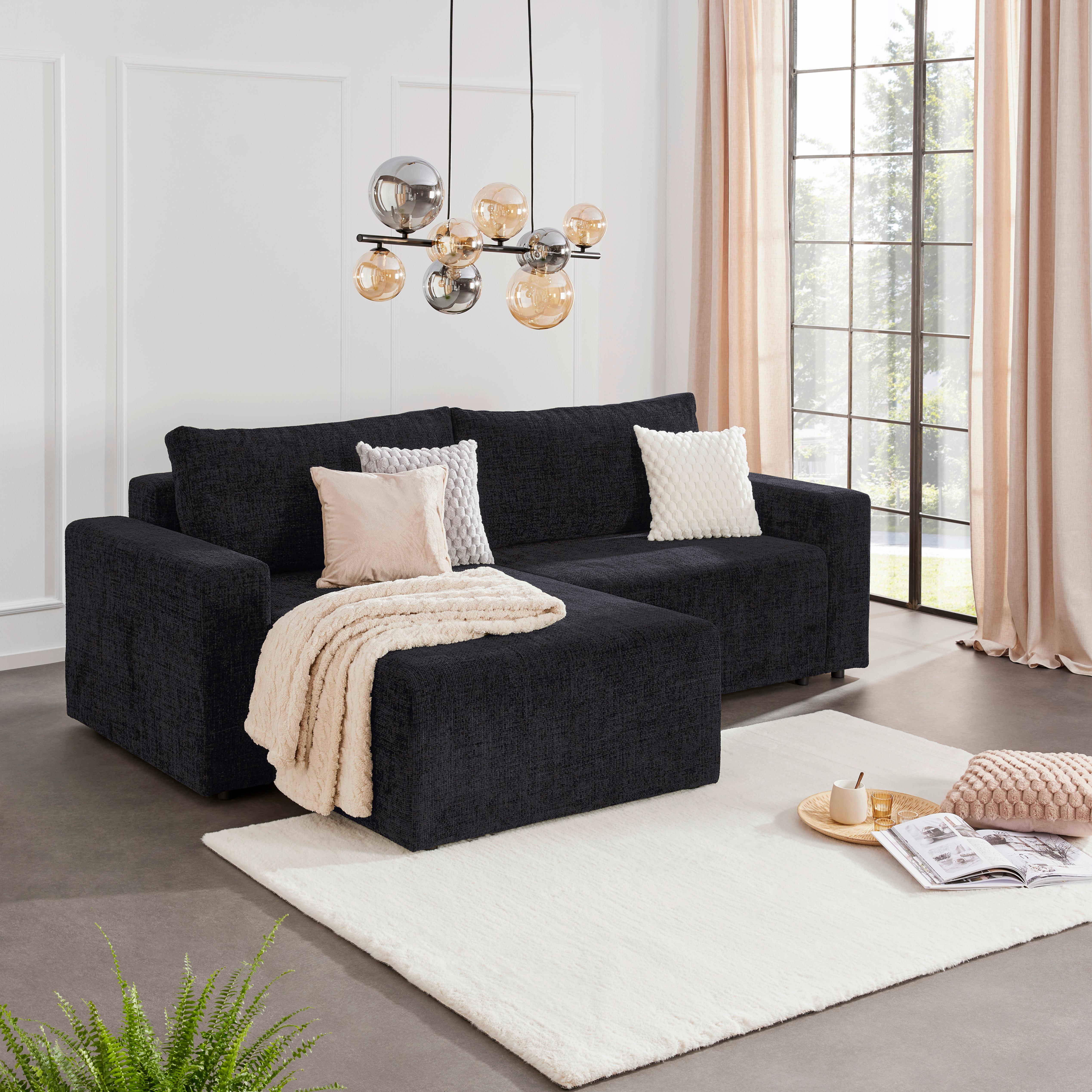 Ecksofa Dallas - Schwarz, MODERN, Holz/Kunststoff (173/258cm)