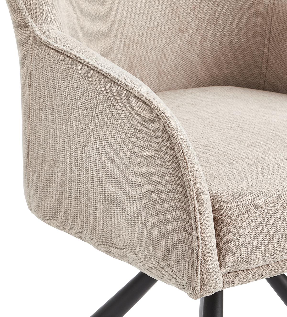 Armlehnstuhl Anna Schwarz/taupe B: 61 Cm - Taupe/Schwarz, MODERN, Textil/Metall (61/86/62cm) - Livetastic