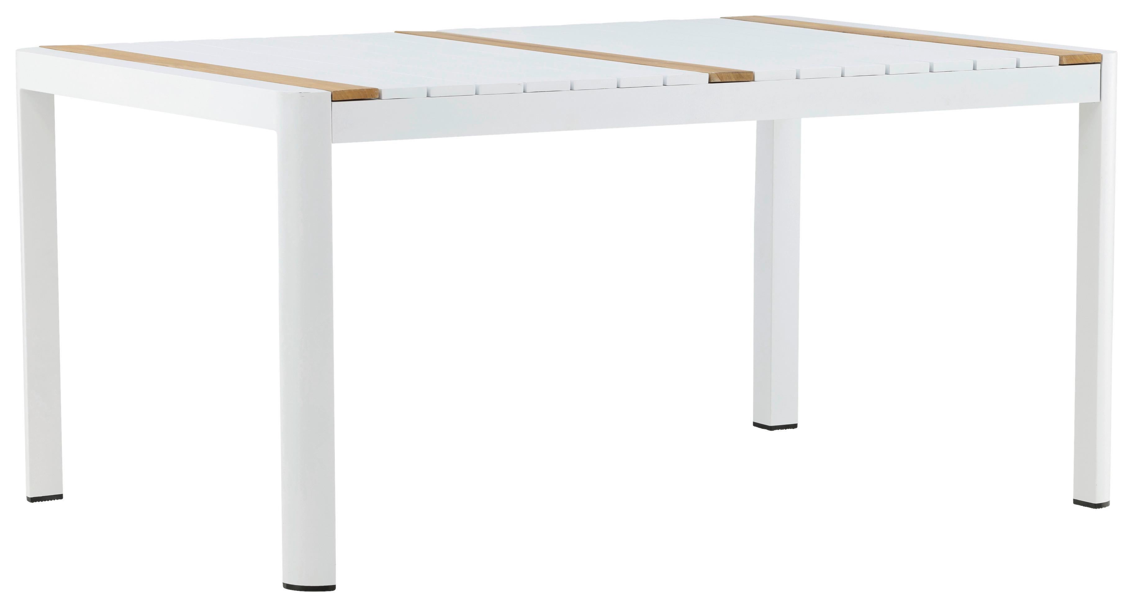 Gartentisch Togo Teakholz/Metall L 90 cm - Weiß, KONVENTIONELL, Holz/Metall (150/90/75cm) - Gardenson