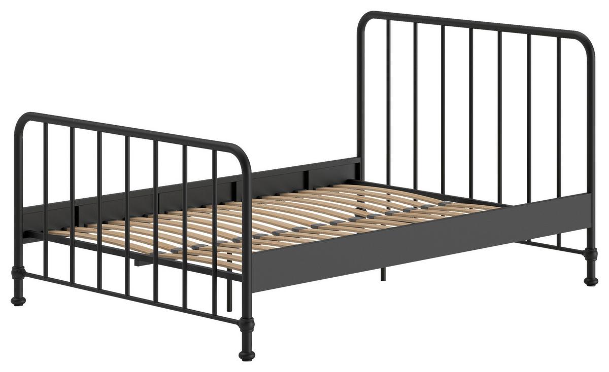 Kinderbett Bronxx 140x200 Cm Eisen Schwarz Inkl. Lattenrost - Schwarz, ROMANTIK / LANDHAUS, Holz/Metall (140/200cm) - Vipack