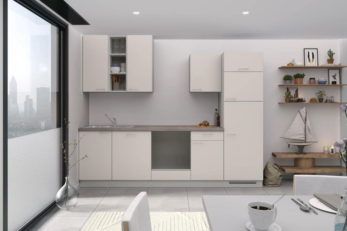 Küchenzeile Win ohne Geräte B: 280 cm Weiß - Trend, Holzwerkstoff (280cm) - Express