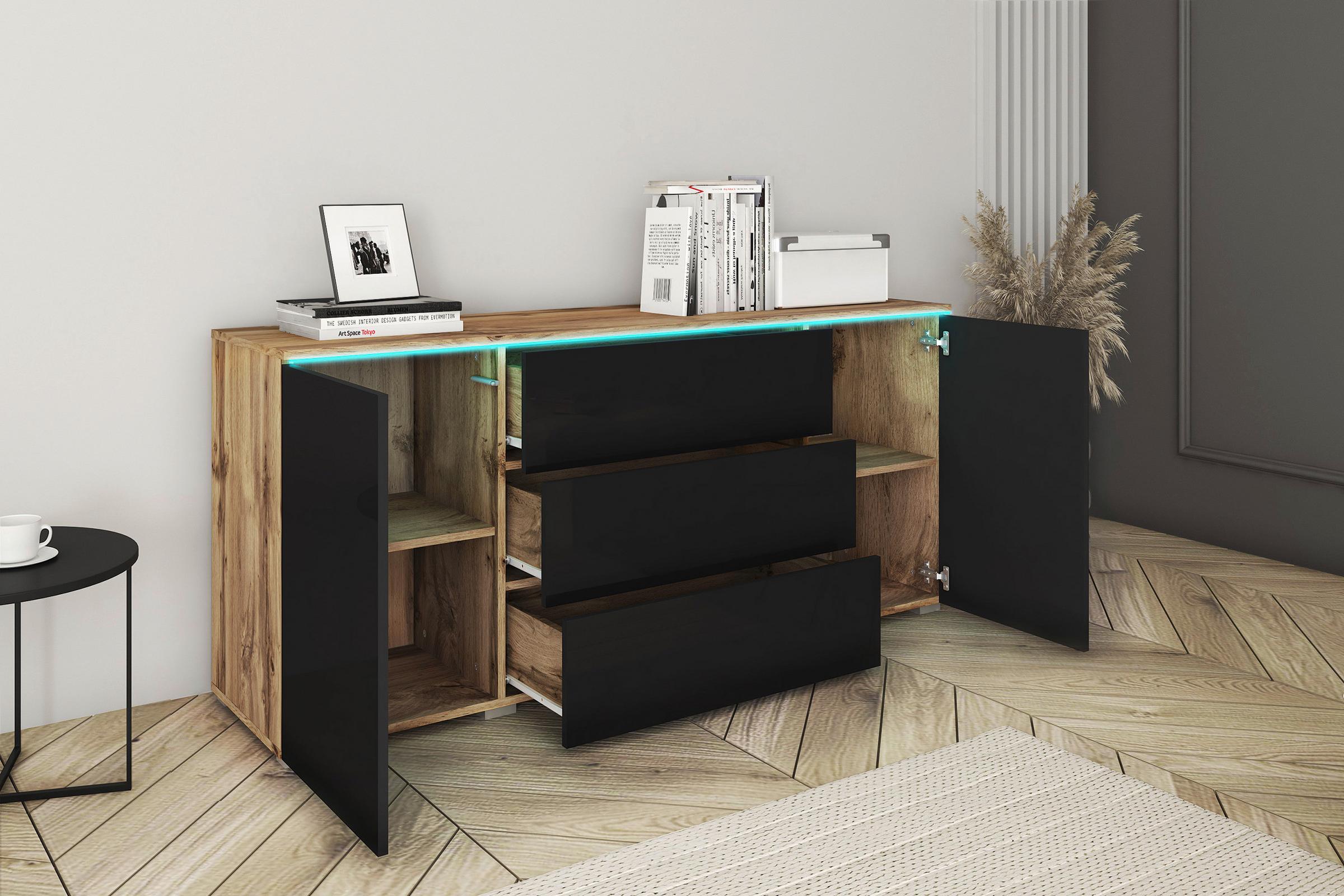 Sideboard in Schwarz Hochglanz