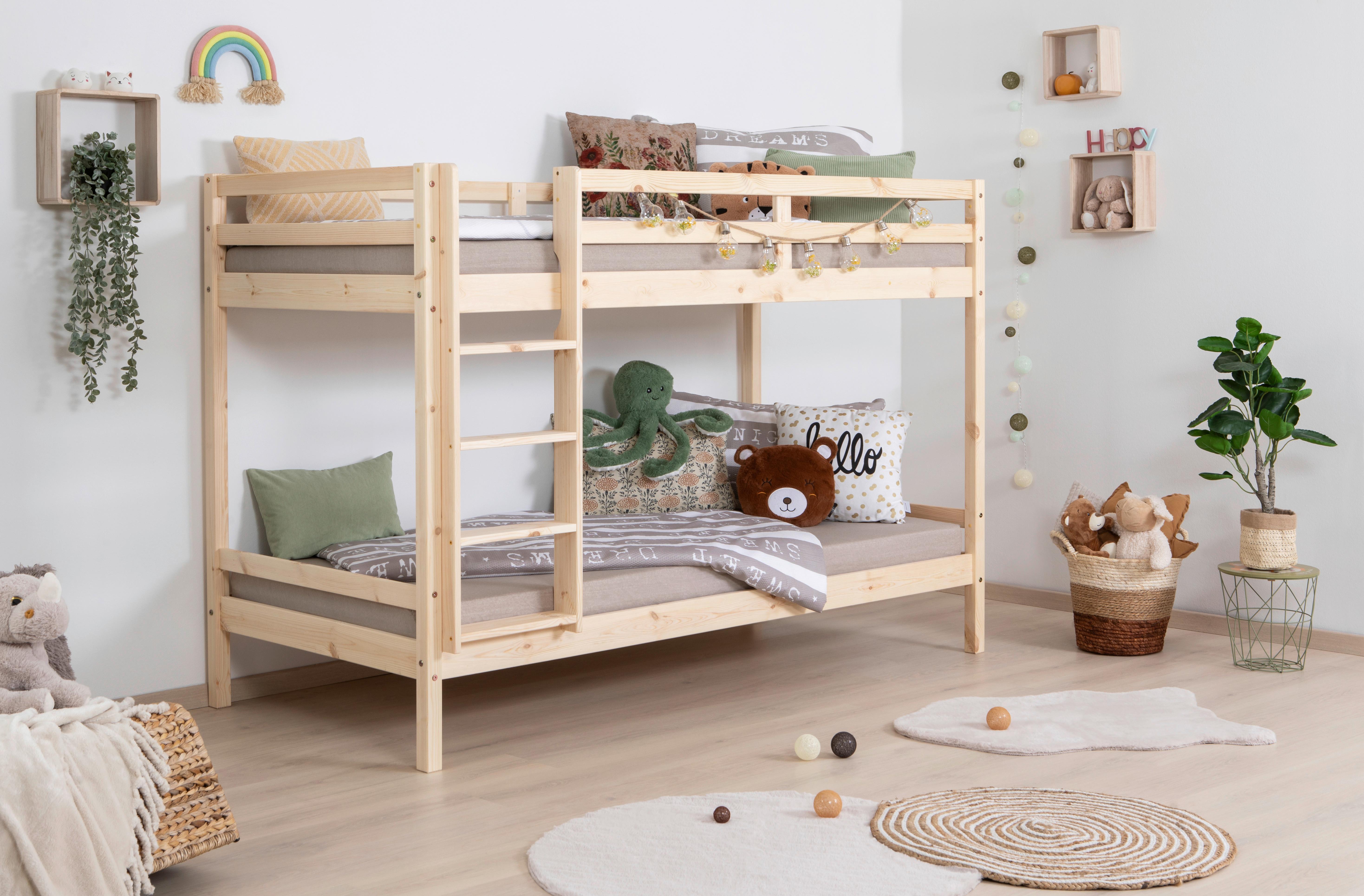 Etagenbett Rene Kiefer Massiv 90 Cm Mit Leiter - Naturfarben, MODERN, Holz (90/200cm) - MID.YOU