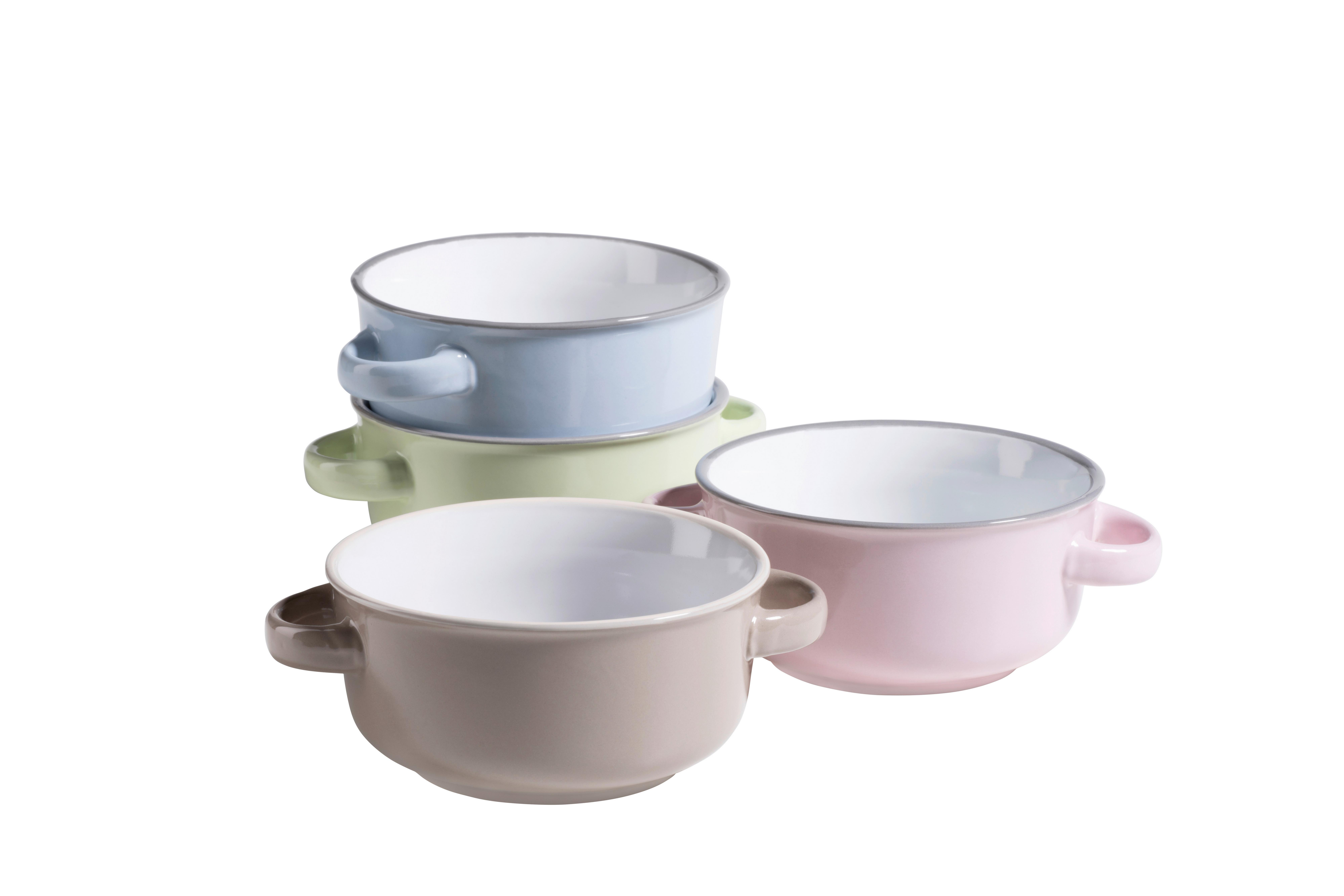 Suppentasse Steinzeug Maila 4er- Set D: 23 cm - Hellrosa/Hellgrau, Basics, Keramik (23cm) - Mäser