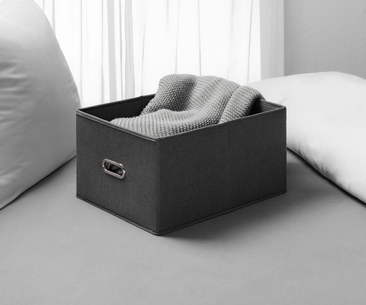 Úložný box Unit, L - šedá, Konvenční, textil/plast (33/43,5/24.5cm) - Premium Living