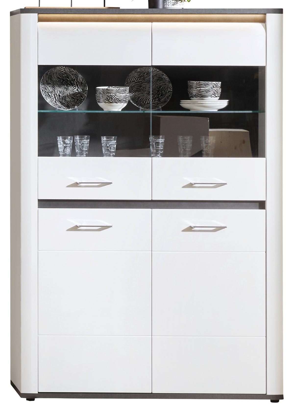 Wohnkombination Modern 4 Tlg. Mit Led Alassio 1, Weiß - MODERN (327/200/40,5cm) - Luca Bessoni