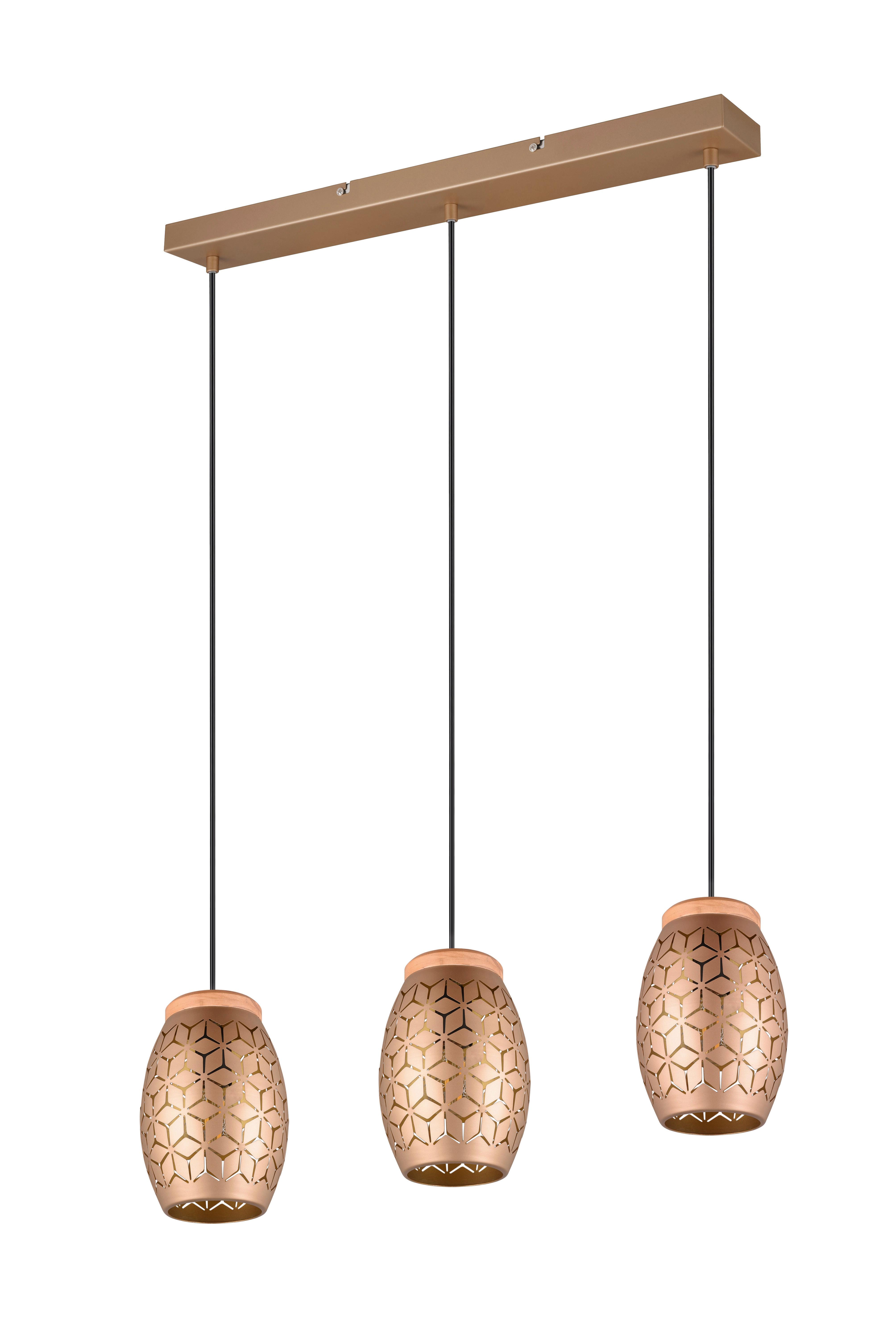 Pendelleuchte R31573065 Bidar - Goldfarben/Braun, KONVENTIONELL, Holz/Metall (71/15/150cm)