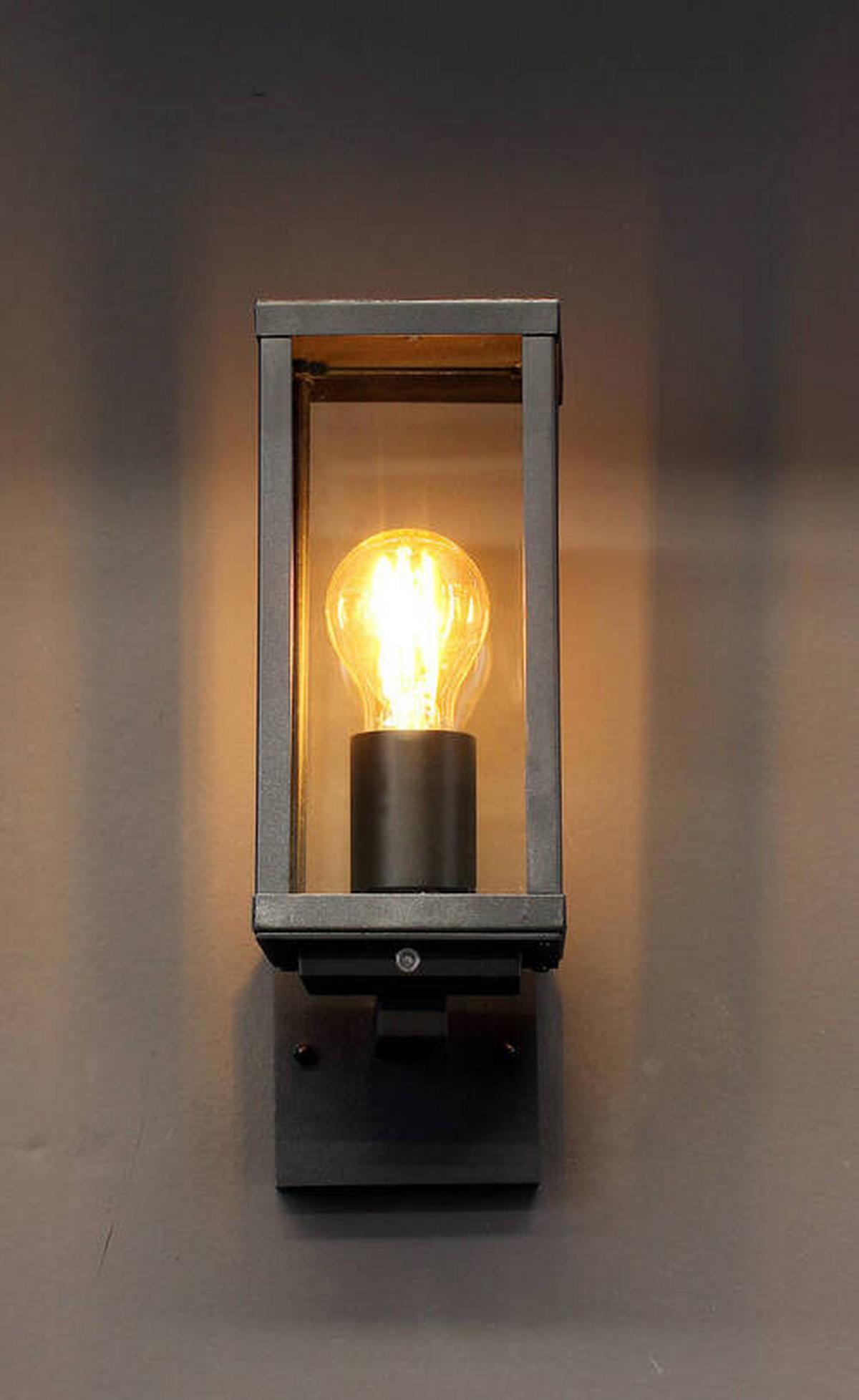 Außenwandleuchte 60 Watt Glas Aluminium, Wandmontage - Klar/Anthrazit, Basics, Glas/Metall (37,0/16,0/11,0cm)