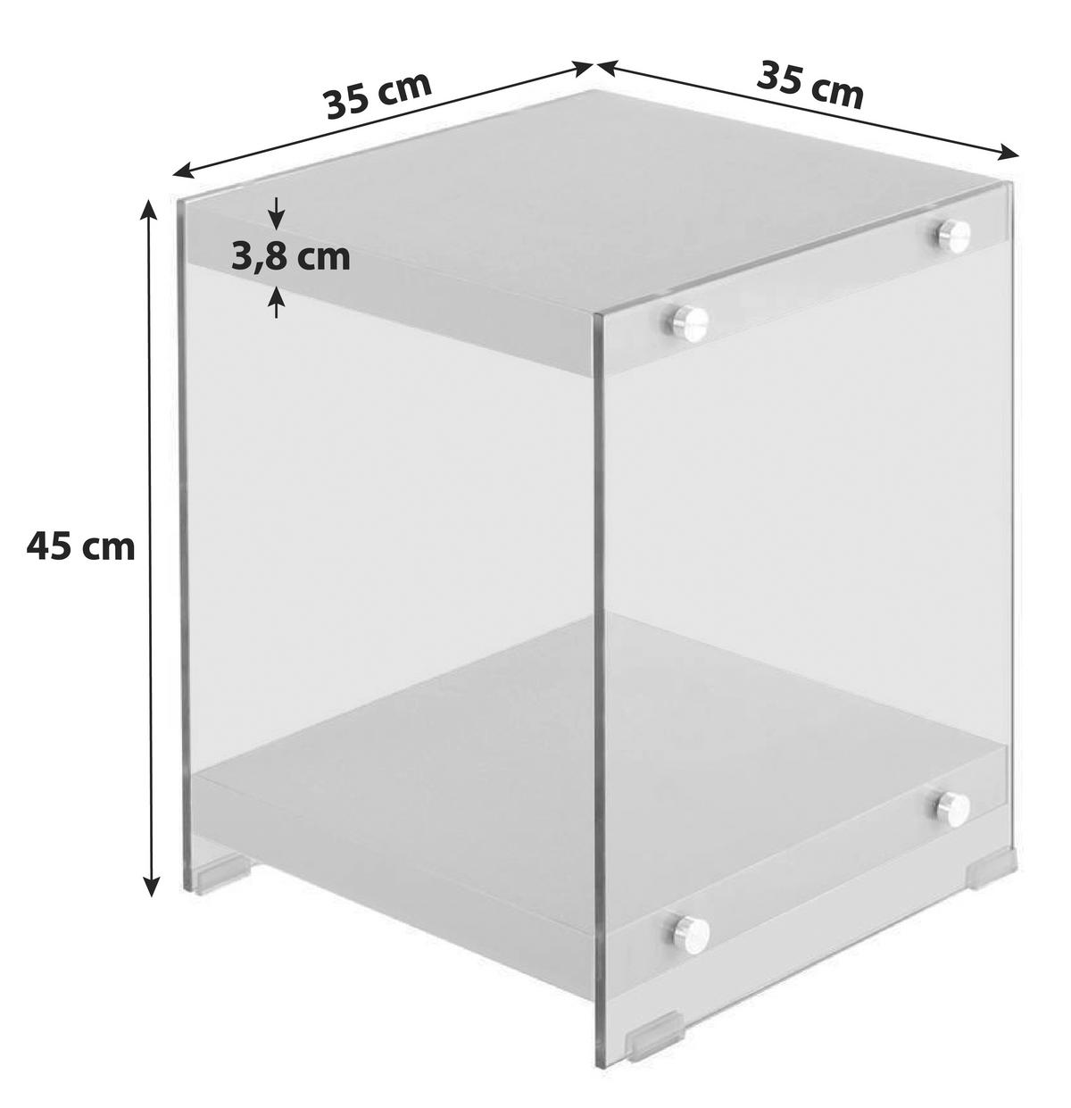 Beistelltisch mit Ablage Elementary Goldfarben - Klar/Goldfarben, Basics, Glas/Holzwerkstoff (35/35/45cm) - Kayoom
