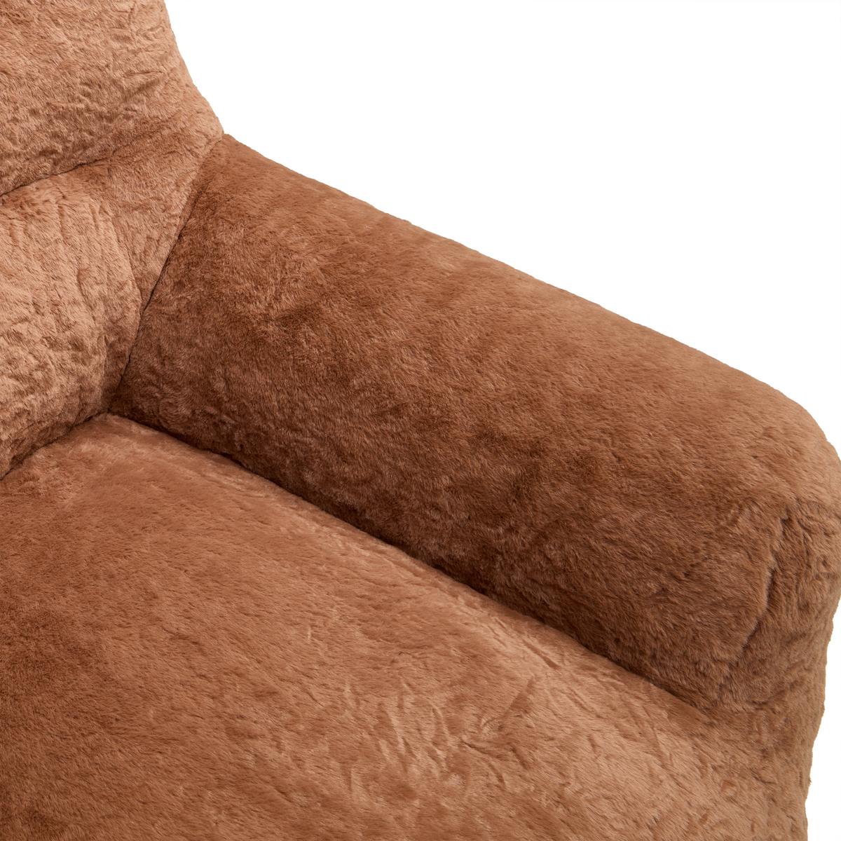 Dvojmiestna pohovka LENI, hnedá umelá kožušina - hnedá, Modern, textil (190/80/92cm) - Mömax