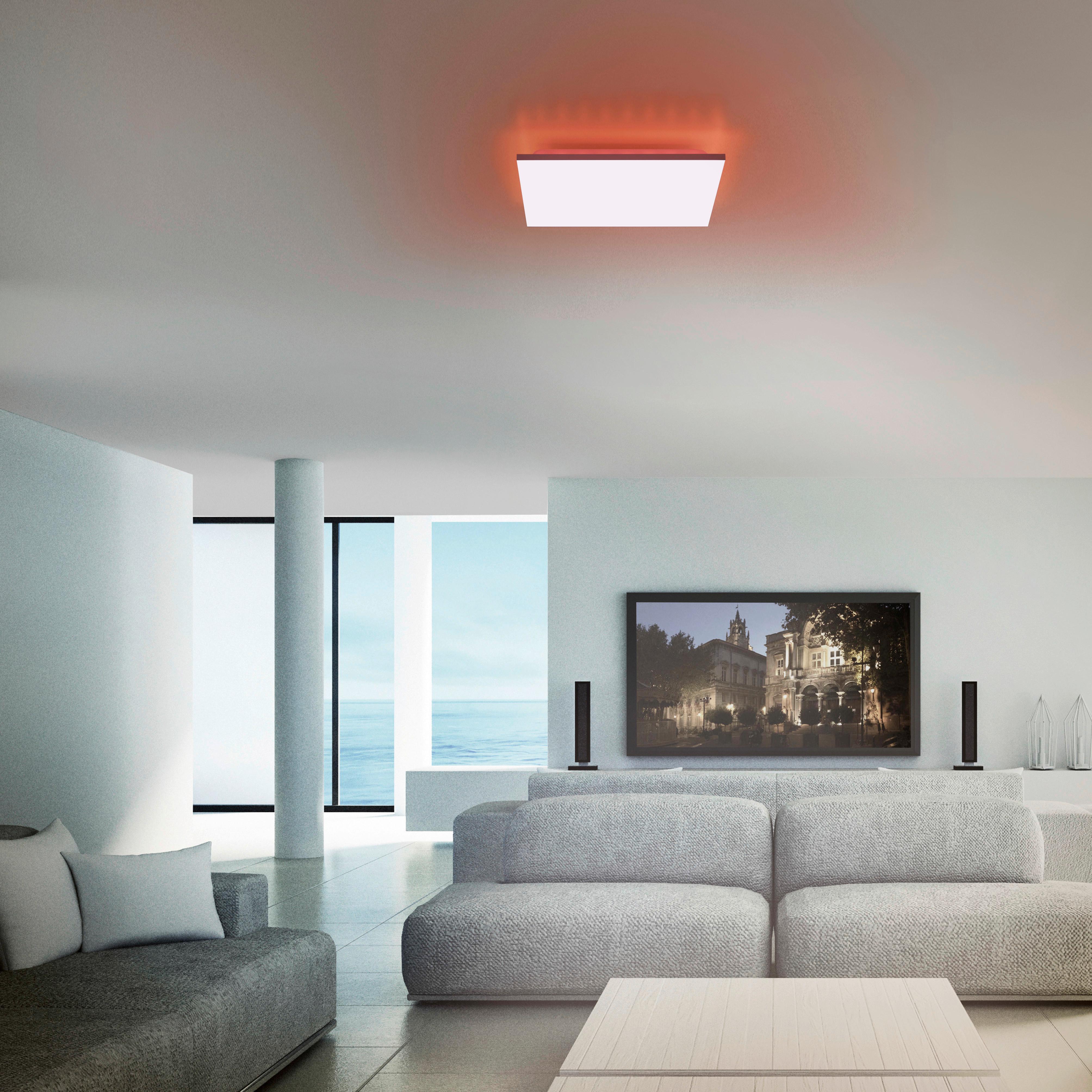 LED-Deckenleuchte Gustav L: 45 cm dimmbar mit Farbwechsler - Weiß, Design, Kunststoff/Metall (45/45/7cm)