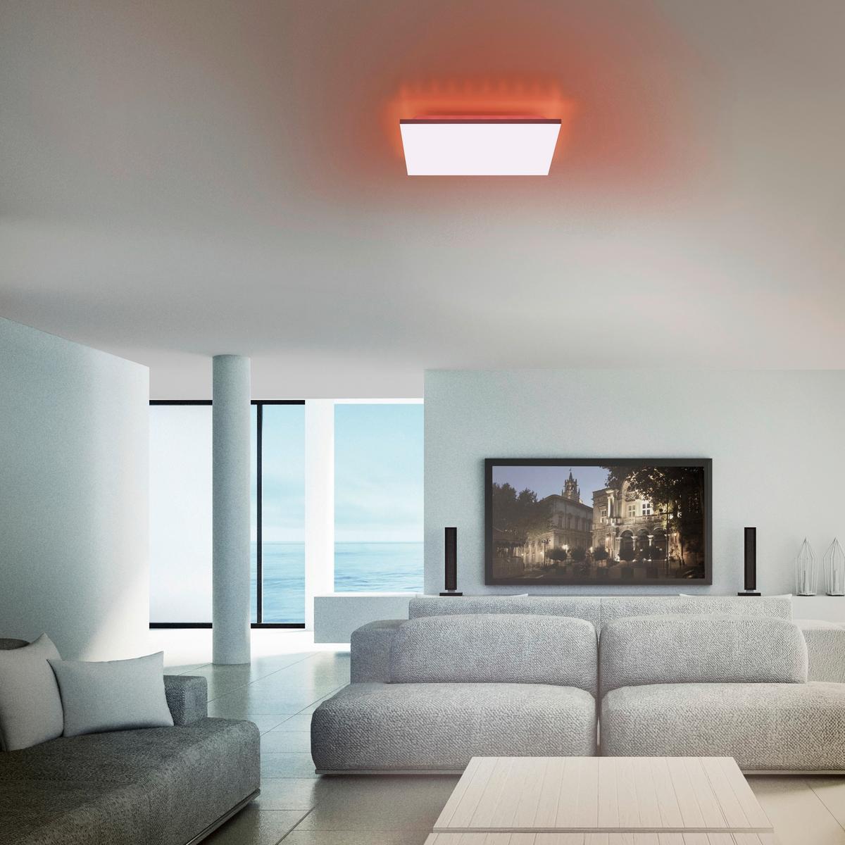 LED-Deckenleuchte Gustav L: 45 cm dimmbar mit Farbwechsler - Weiß, Design, Kunststoff/Metall (45/45/7cm)