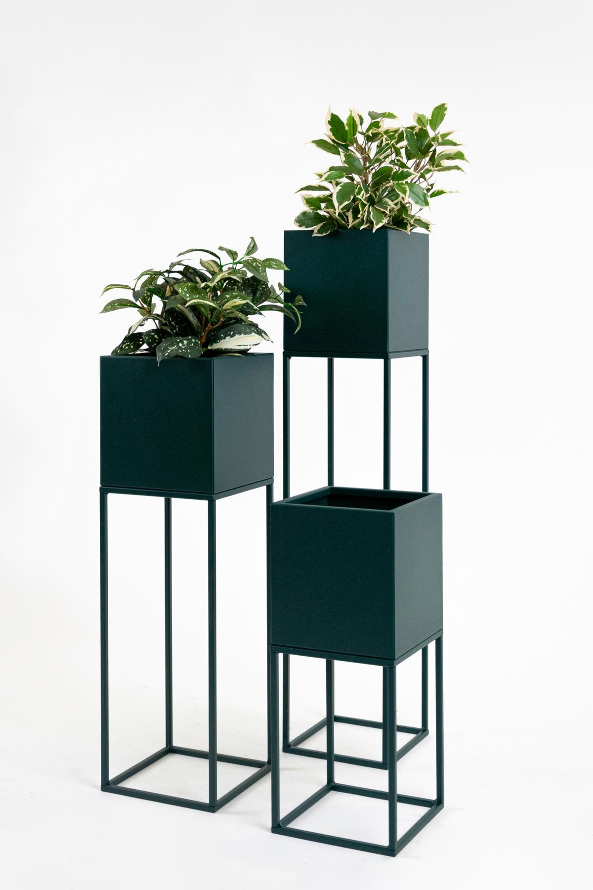 Blumenständer Metall Smaragd- Grün Bxhxt: 19x47x19 Cm - Smaragdgrün, Basics, Metall (19/47/19cm)