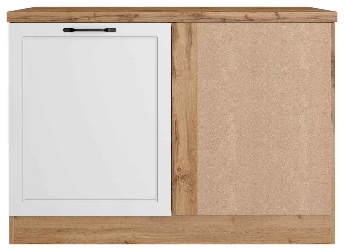 Eckunterschrank Meran B: 120 cm Weiß/Eiche Dekor - Eiche Wotan/Weiß, LIFESTYLE, Holzwerkstoff (120/86/60cm) - Held