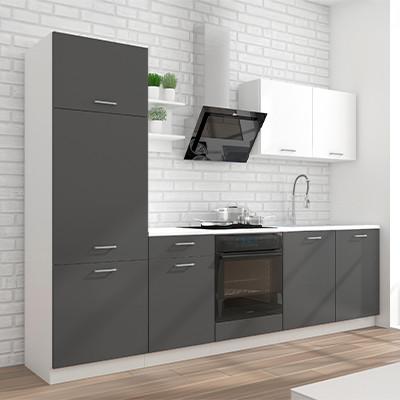 Küchenzeile Promo ohne Geräte 270 cm Grau/Weiß, Modern - Weiß/Grau, KONVENTIONELL, Holzwerkstoff (270cm)