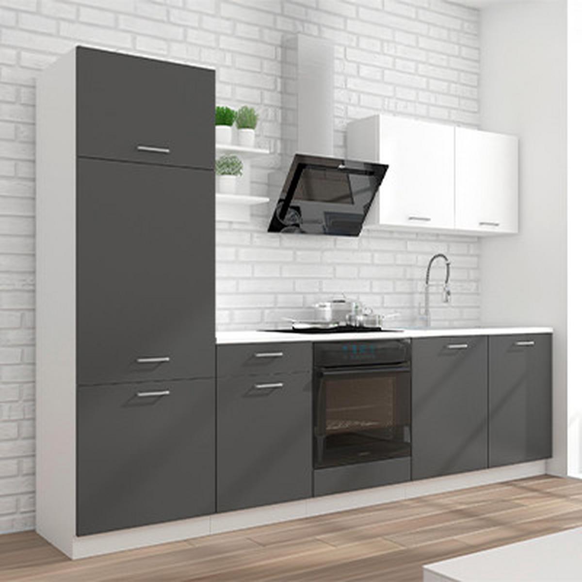 Küchenzeile Promo Ohne Geräte 270 Cm Grau/weiß, Modern - Weiß/Grau, KONVENTIONELL, Holzwerkstoff (270cm)