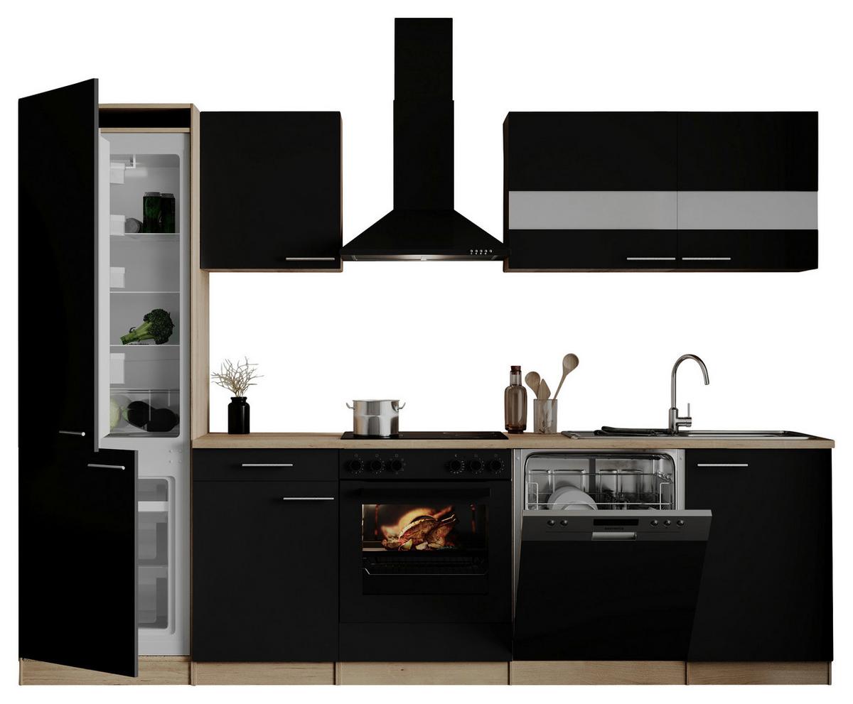 Küchenblock Merle Schwarz/Eichefarben B: 280cm - Eichefarben/Schwarz, Basics, Holzwerkstoff (280cm) - Respekta