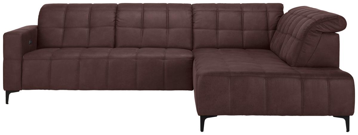 Rohová sedačka PANAMA, pravá, hnědá - černá/hnědá, Konvenční, kov/textil (304/216cm) - Premium Living