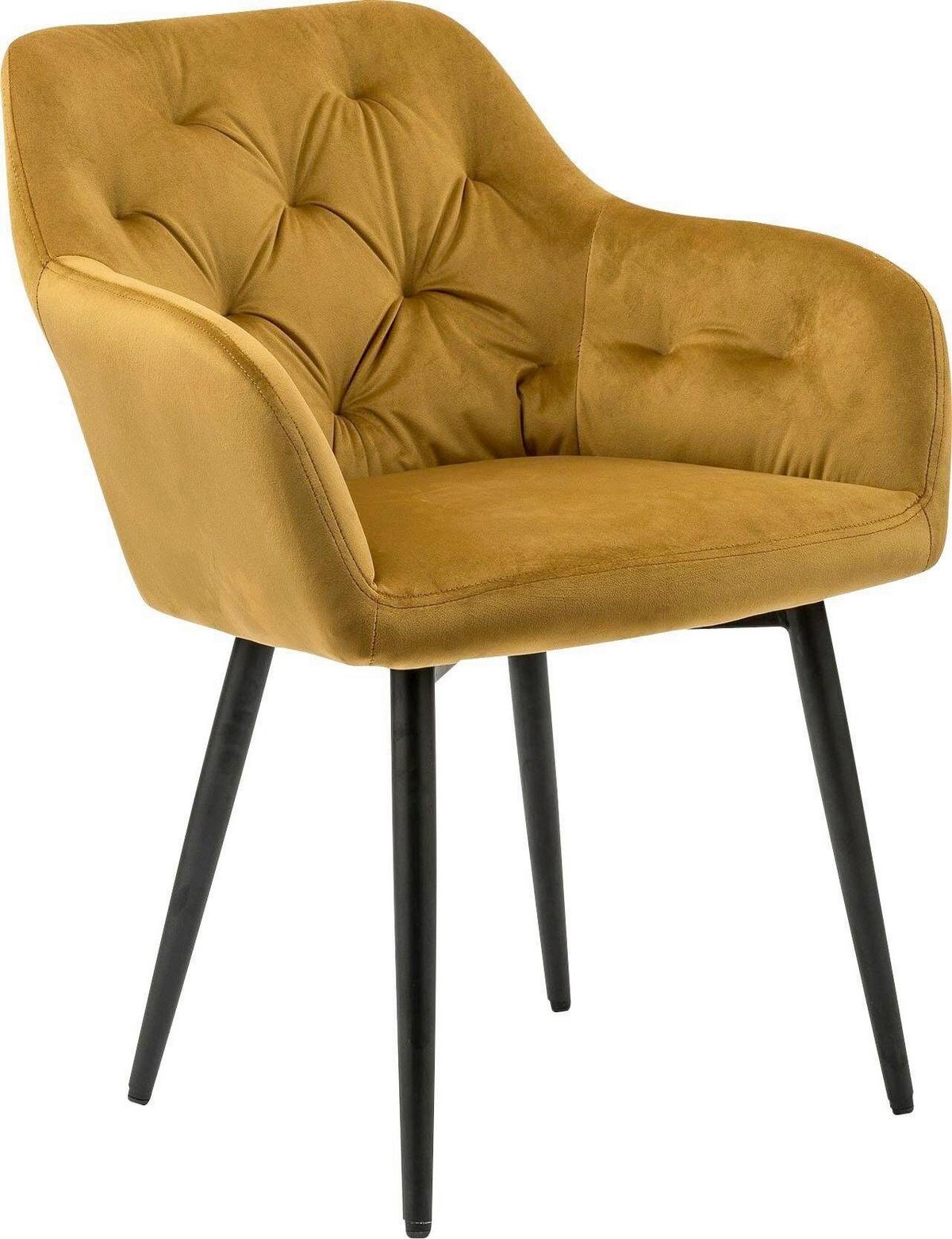 Armlehnstuhl Gelb B: 61 Cm - Gelb/Schwarz, MODERN, Textil/Metall (61/85/45cm) - Livetastic