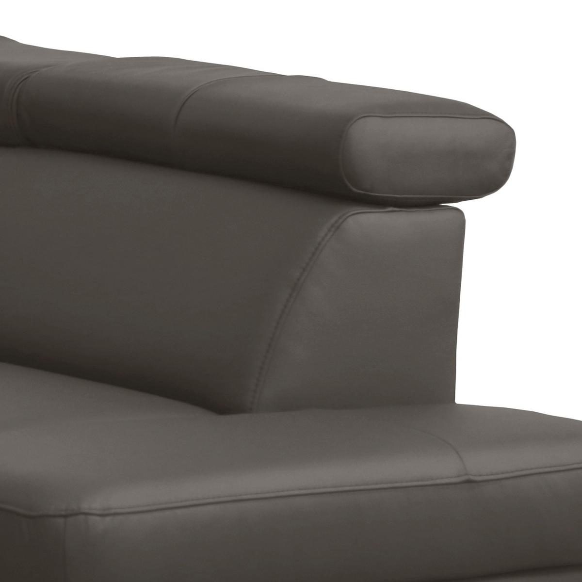 Ecksofa Lince Dunkelbraun S: 257x197 cm - Chromfarben/Dunkelbraun, Design, Leder/Textil (257/197cm) - Livetastic