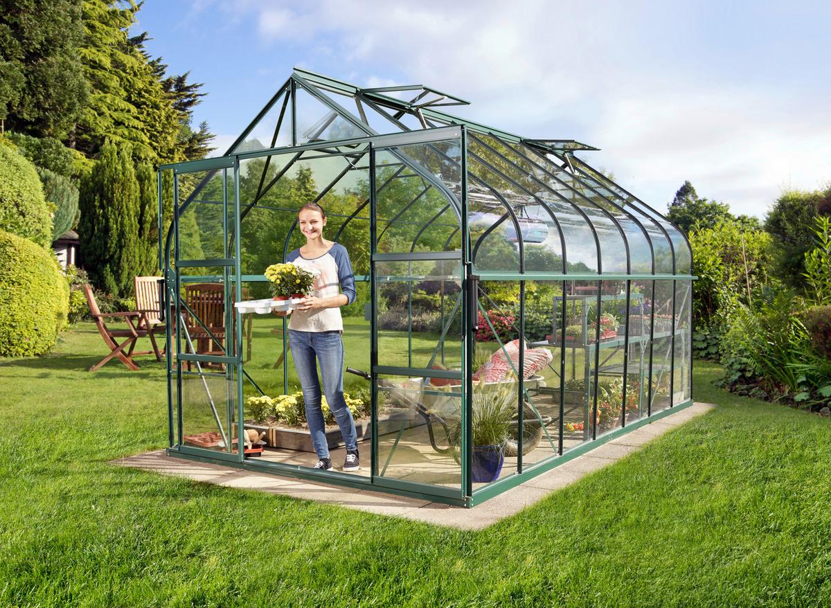 Gewächshausbausatz Diana 11500 11,5 m2 Metall/Glas - Smaragdgrün, Basics, Glas/Metall (263,5/254,4/445cm)