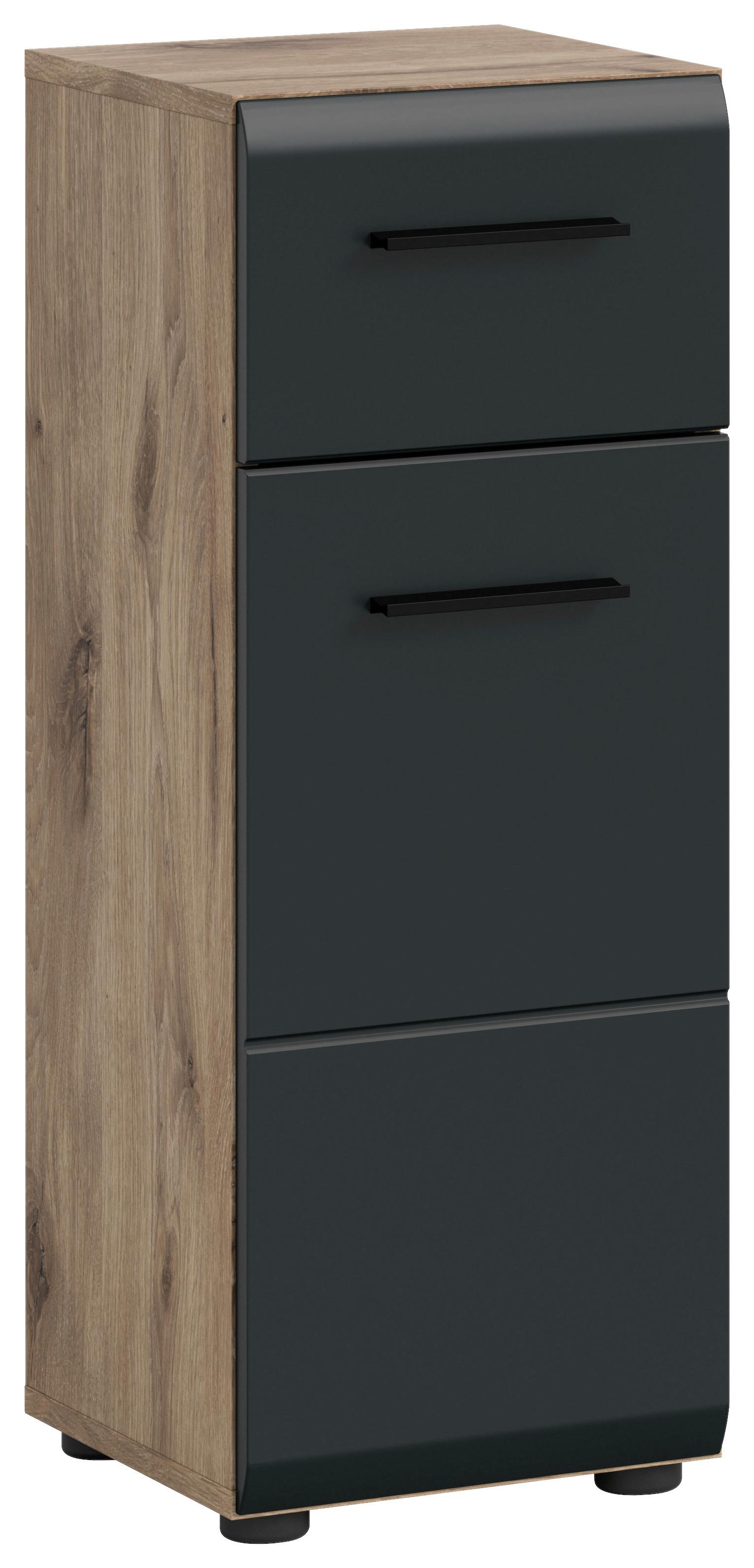Midischrank Ice Schwarz/Eiche Dekor B: 30cm - Eiche dunkel/Schwarz, Basics, Holzwerkstoff (30/80/30cm) - MID.YOU
