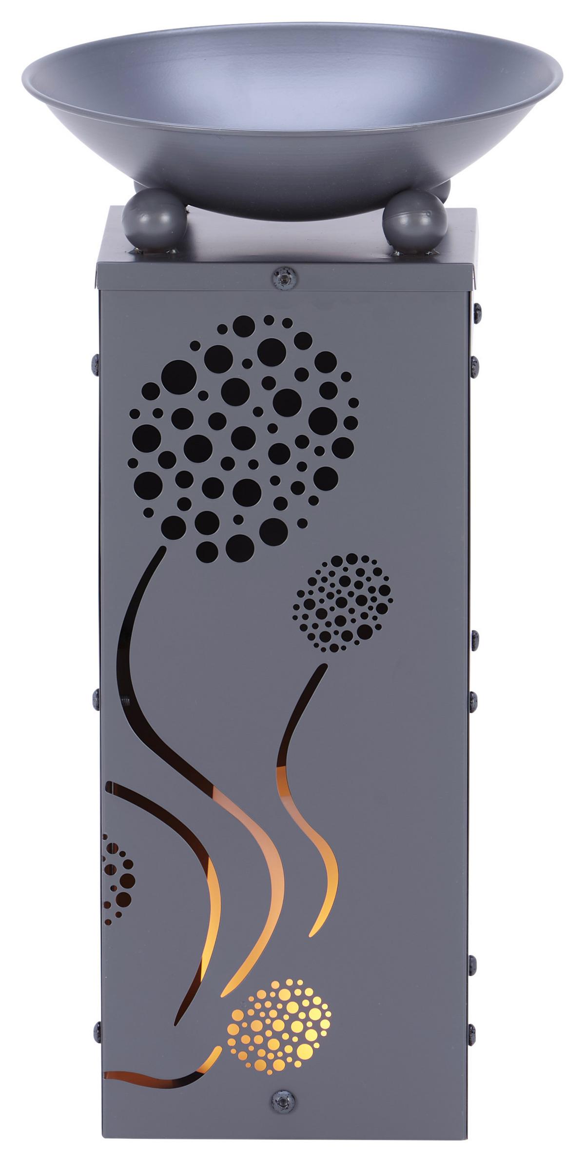 Led Dekosäule mit Schale Pusteblume H: 39 cm - Grau, Basics, Metall (21/21/39cm)