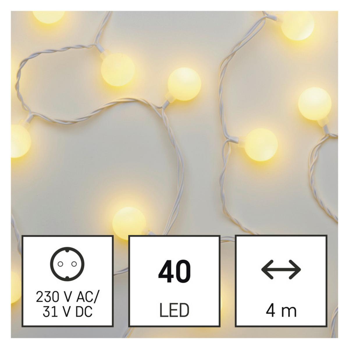 DEKORAČNÉ LED SVIETIDLO teplá biela - biela, Design, kov/plast (400cm)
