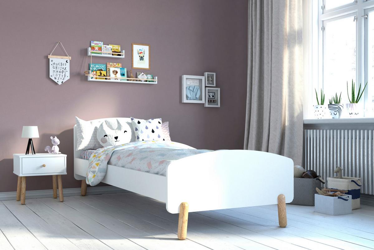 BETT Naturfarben/Weiß 90x200cm - Weiß/Naturfarben, Design, Holz/Holzwerkstoff (90/200cm) - Livetastic