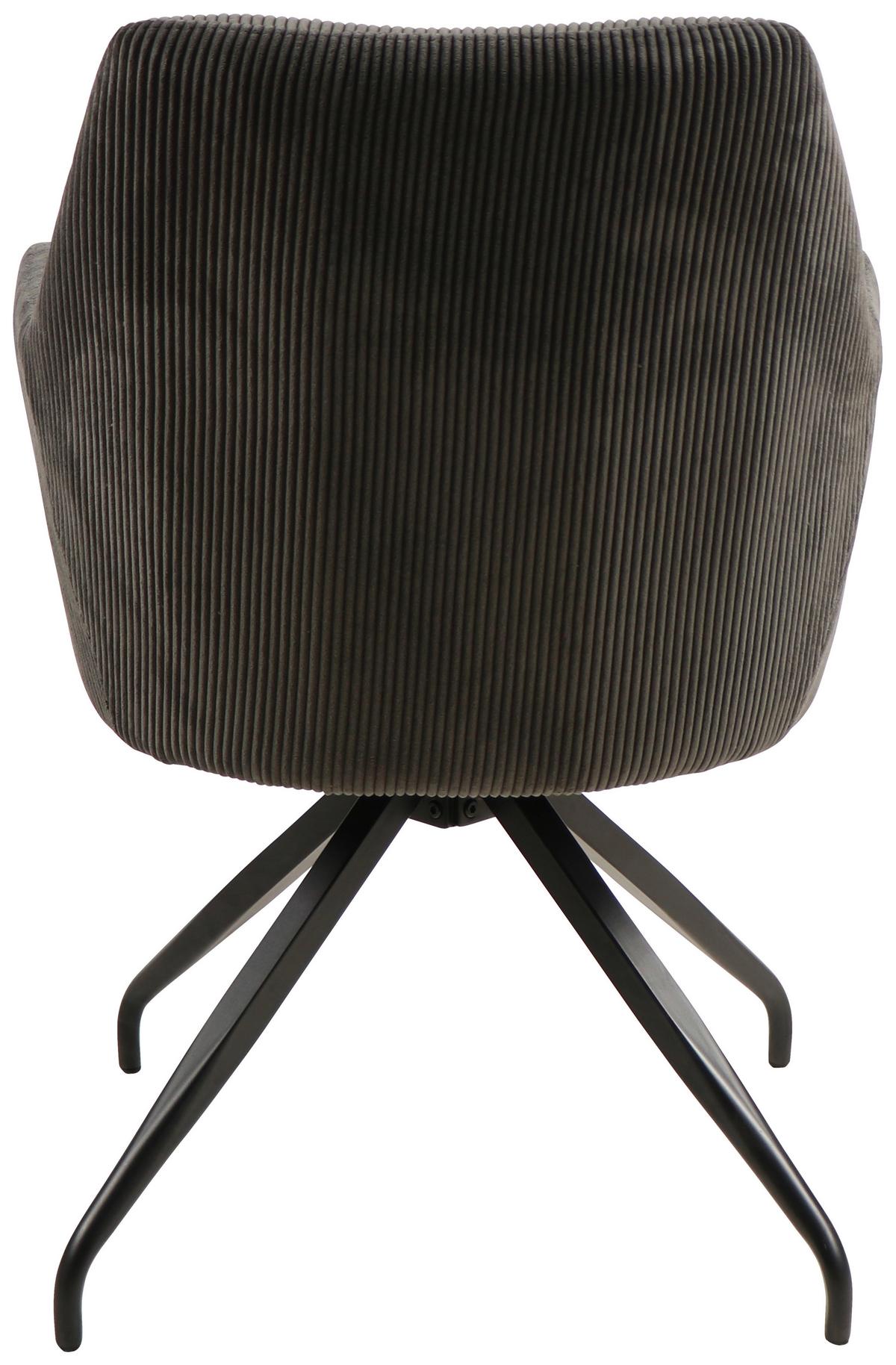Armlehnstuhl Jeanette Grau Gepolstert, Echtholz Beine - Schwarz/Grau, MODERN, Holz/Textil (57/86/65cm) - MID.YOU