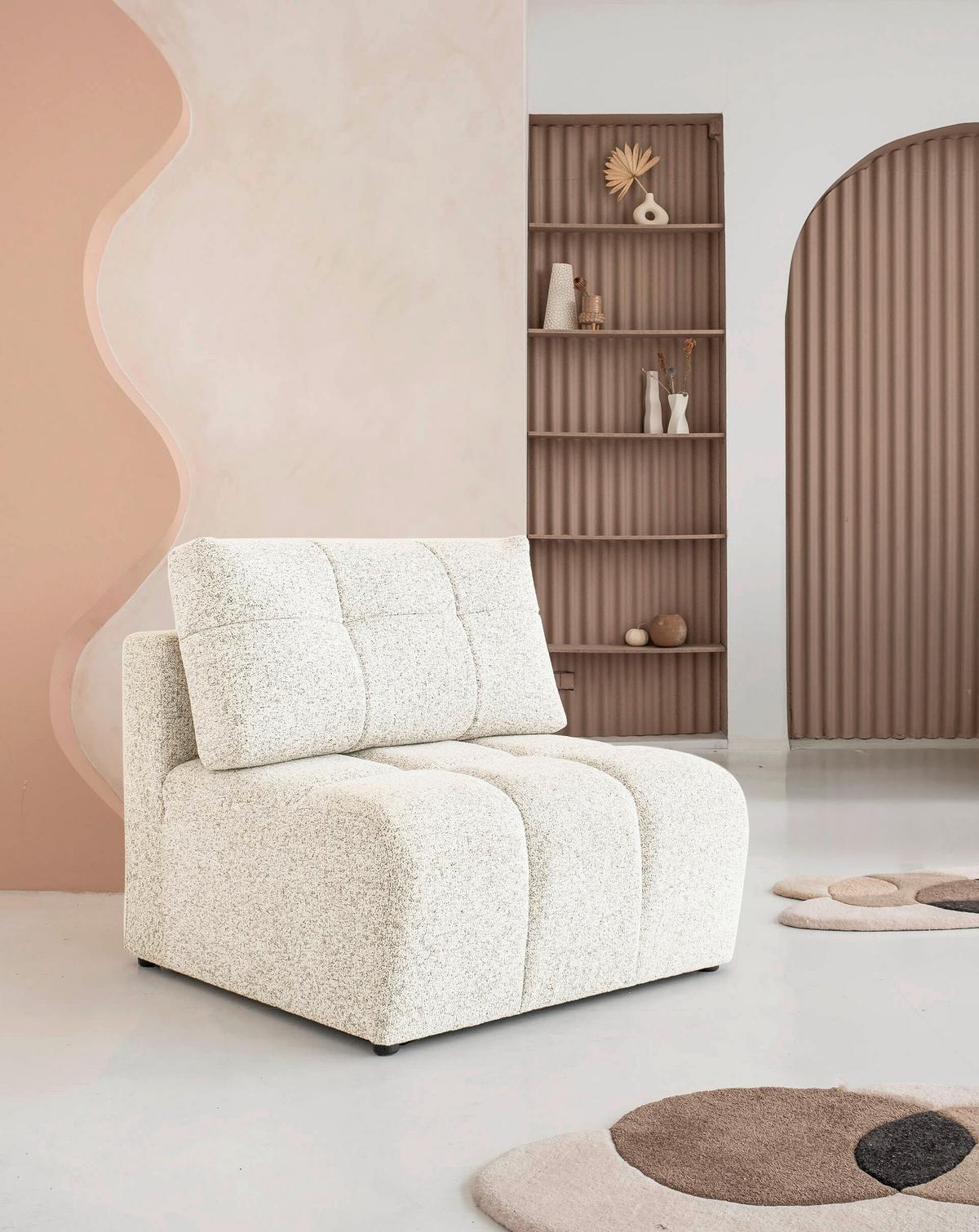 Sofaelement Lulu Beige B: 96cm - Beige/Schwarz, Design, Textil (96/94/96cm) - MID.YOU