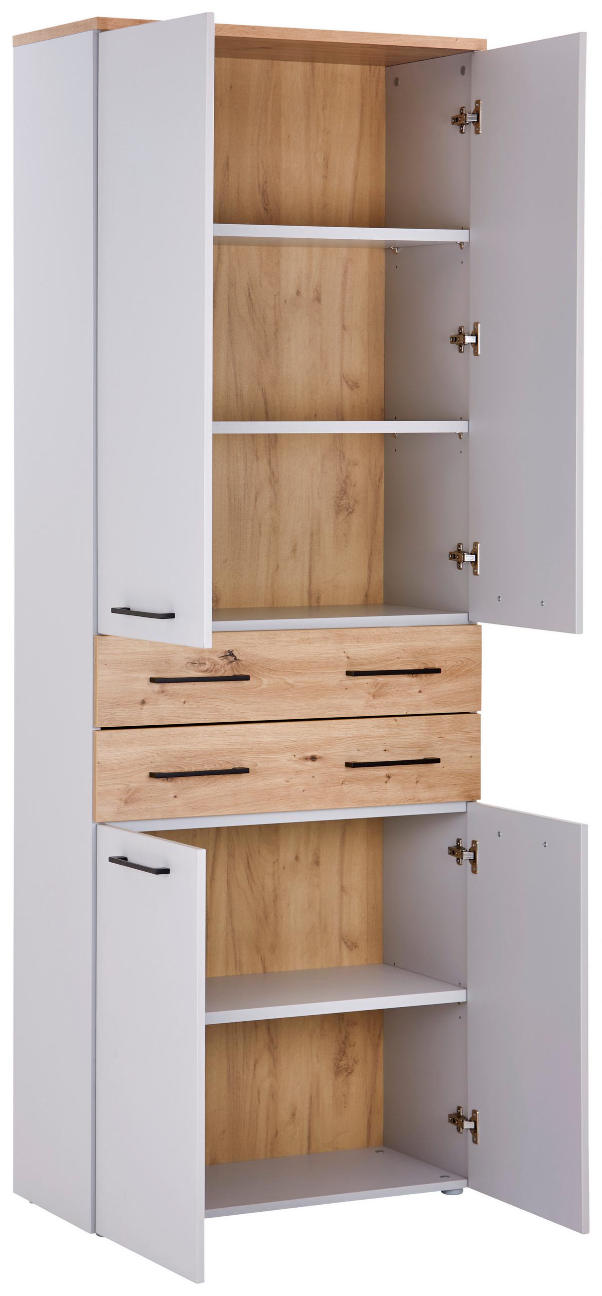 Aktenregal Kontor K6 Eiche Dekor Grau B: 80 cm - Eichefarben/Grau, MODERN, Holzwerkstoff (80/220/38cm)