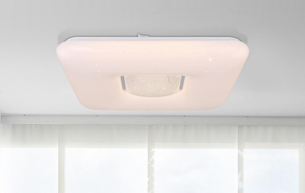 Led Deckenleuchte 50x50 Cm Mit Smart-Steuerung - Opal, Basics, Kunststoff/Metall (50/50/8cm) - Globo