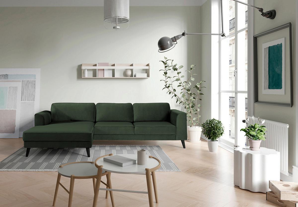 Ecksofa Mit Schlaffunktion Lumber Jack Dunkelgrün - Wengefarben/Dunkelgrün, MODERN, Textil (277/167cm) - Trendmanufaktur